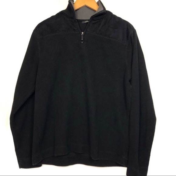 Claiborne Men’s Black Quarter Zip Pullover Sweater Size Medium - Picture 2 of 5